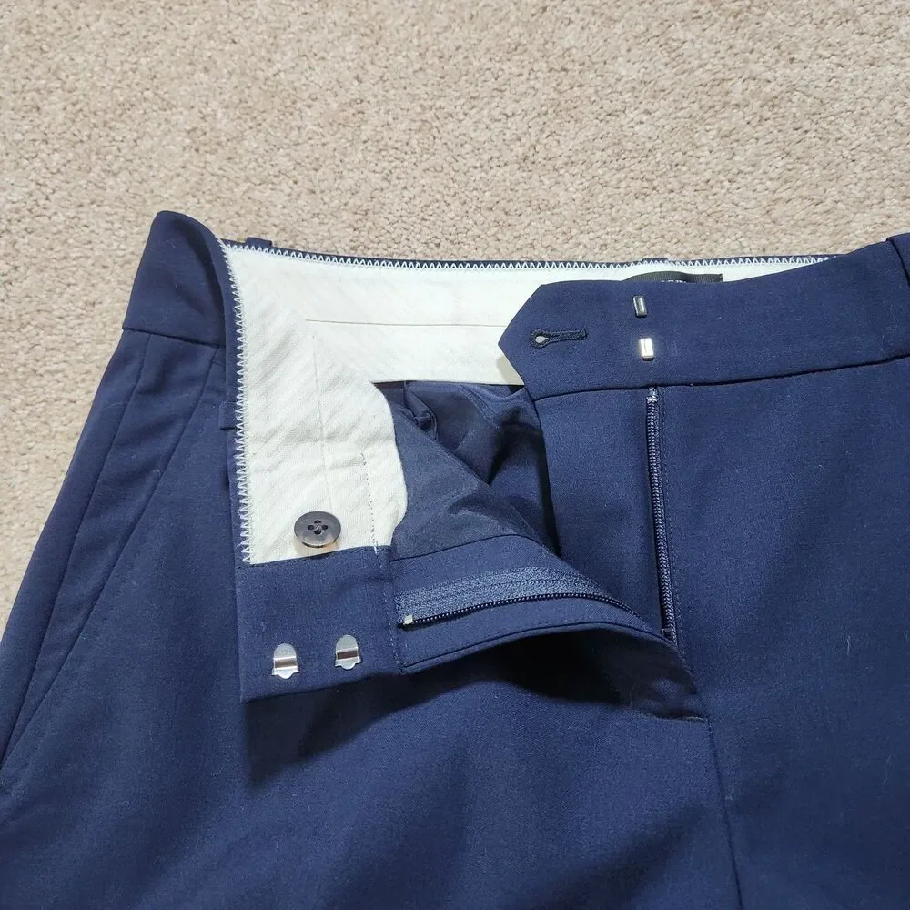 J. Crew Dress Pants Women 6 Navy Wool Blend Lined Bi Stretch Straight Leg